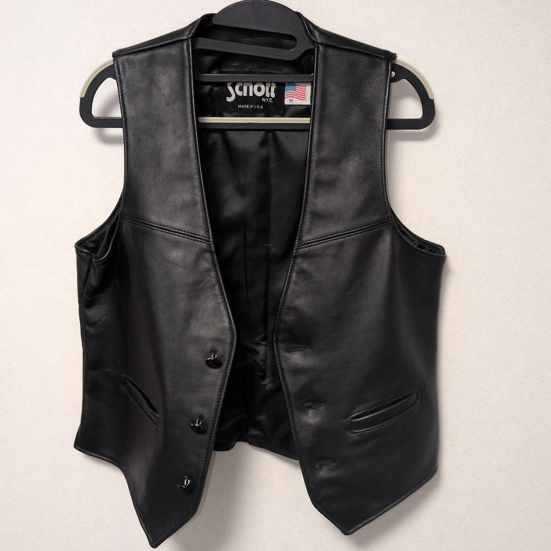 SCHOTT レザーベスト USA製 Mサイズ Schott N.Y.C（ショット） ベスト ジレ Schott/ショット/193V LEATHER