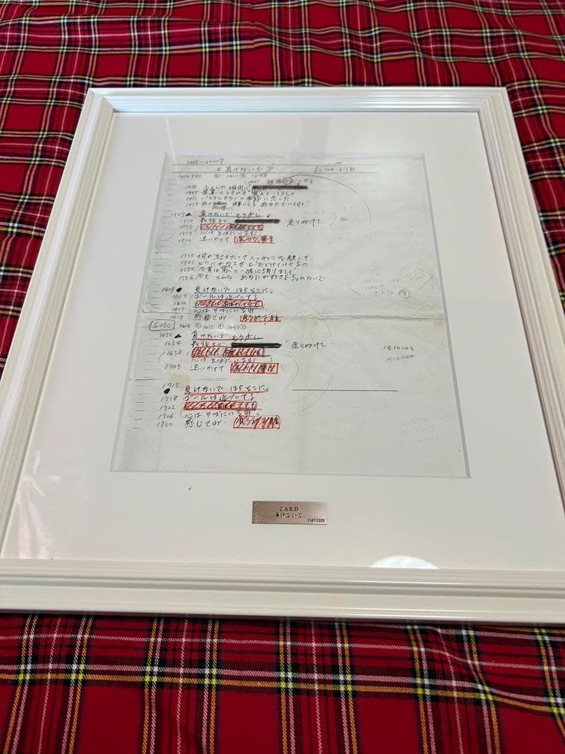 レア ZARD(坂井泉水) 負けないで 直筆歌詞額装 レプリカ シリアル