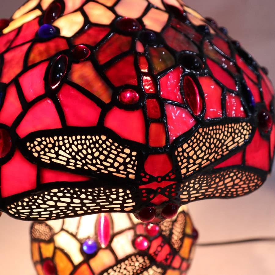 値下ティファニーランプ調 ステンドグラスランプ 蜻蛉 トンボ テーブル
