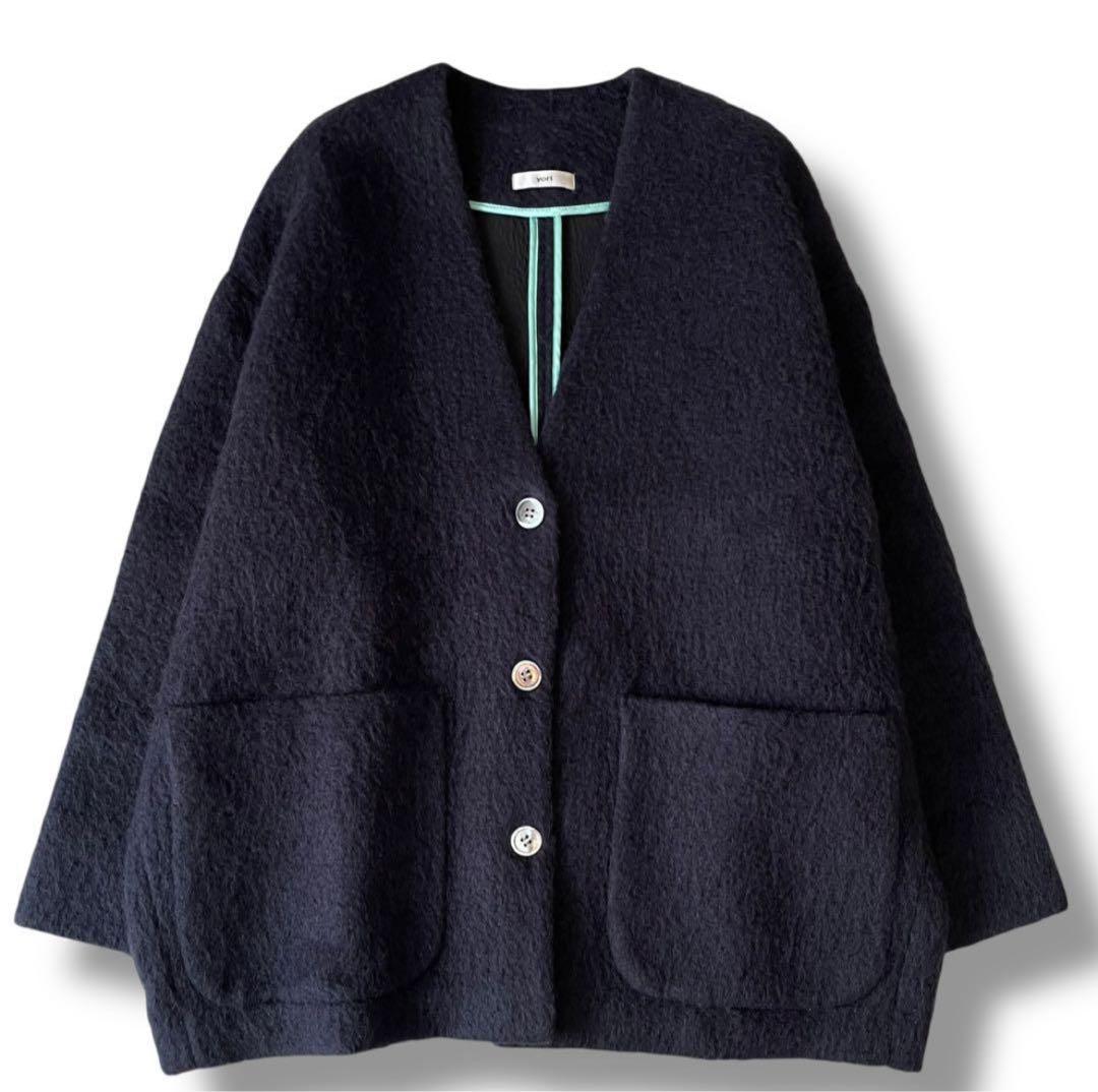 大人気商品】yoriウール モヘア シャ ギージャケット カーディガン F