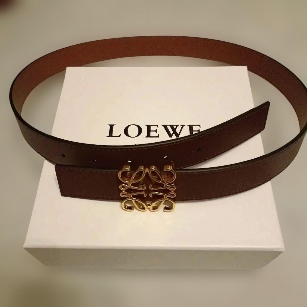 LOEWE ブラウンレザーベルト ロゴバックル LOEWE ロエベ ベルト ブラウン アナグラム レザー vintage