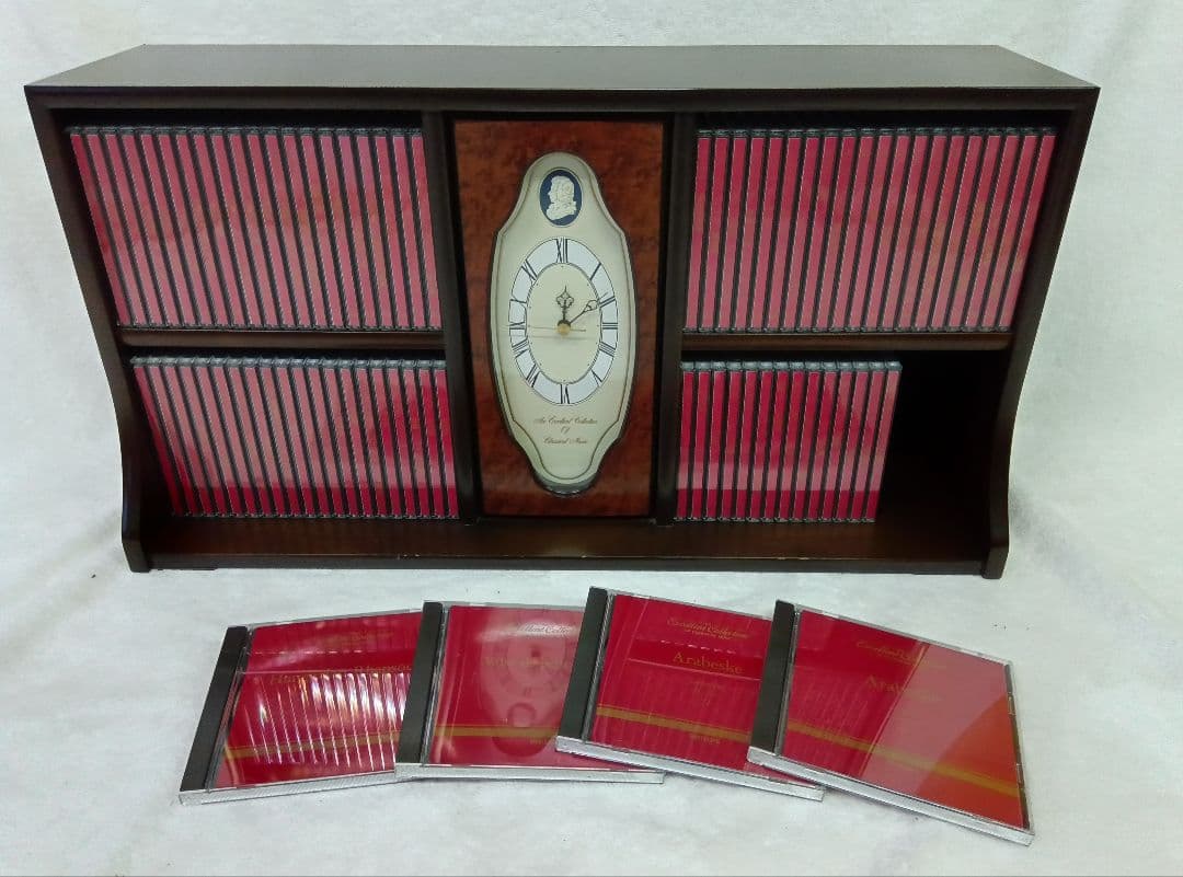 クラシックCD　77枚セット　時計付き木製収納棚　世界名曲大系　CDラック 幅48.5cm CD540枚収納 CDコレクター仕様 CDラック CDラック CD 収納