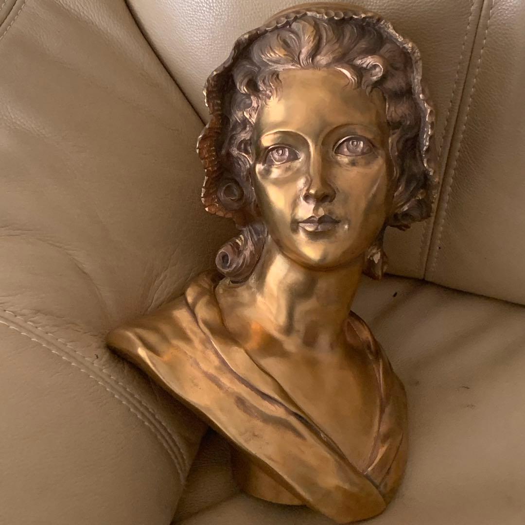 A. GORI ブラス製 女性胸像 約27cm