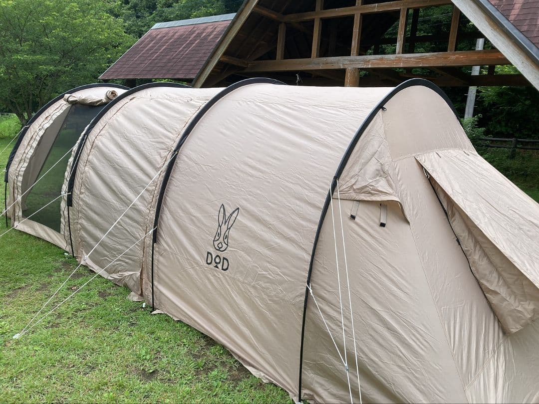 DOD カマボコテント2　ルームテント ベージュ 収納バッグ付き カマボコテント 広いリビングを備えた2ルーム型トンネルテント