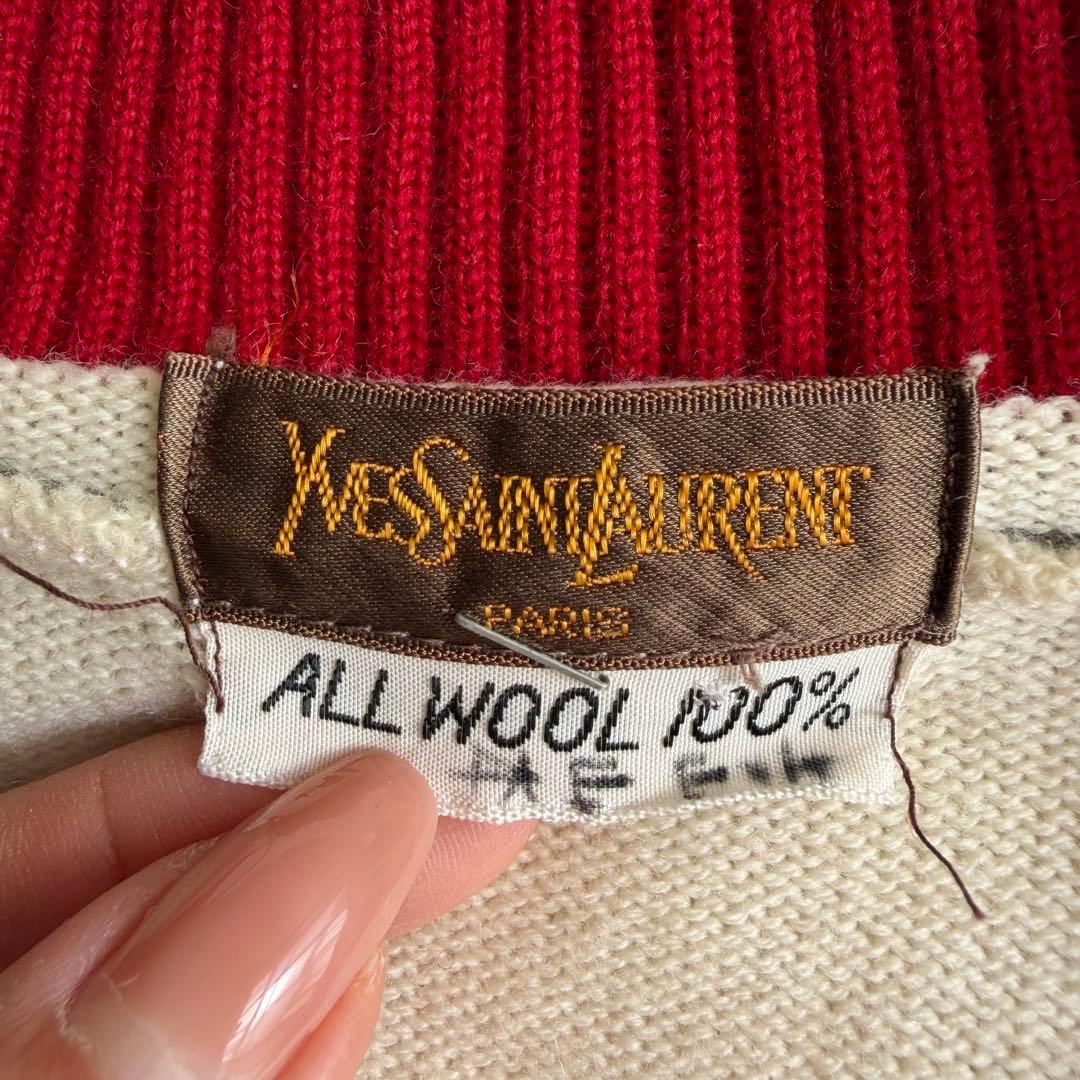 OLD YSL ビンテージ イヴサンローラン ニット 古着 Vネック オールド