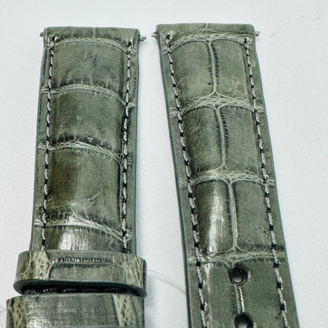 6051#20mm-16mmダークアッシュ☆本物クロコダイルベルト☆スイス製