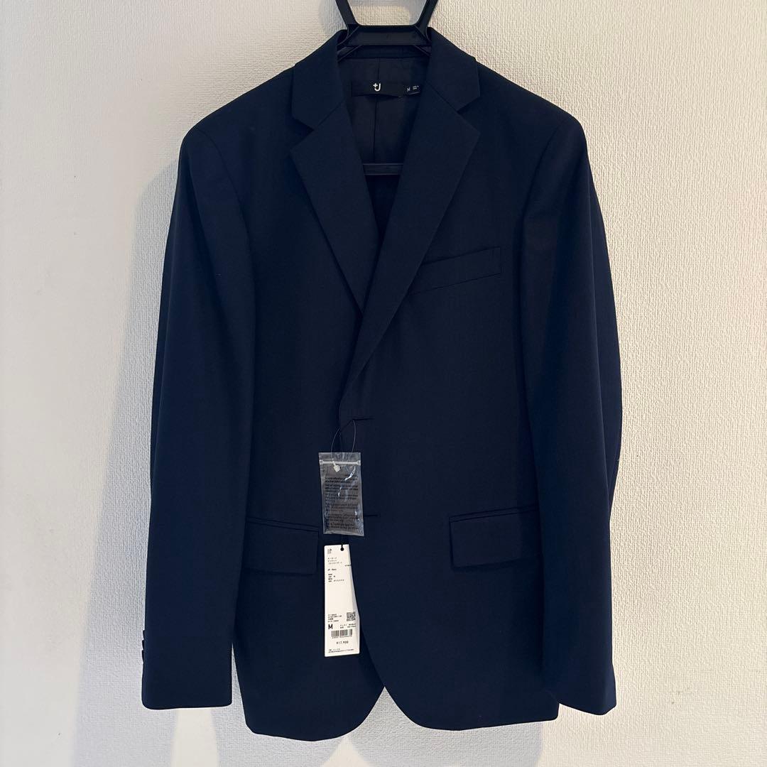 （未使用品）ユニクロ　＋J ネイビー　ウールジャケット 1回着用 美品 ユニクロ ＋J ウールテーラードジャケット ネイビー L