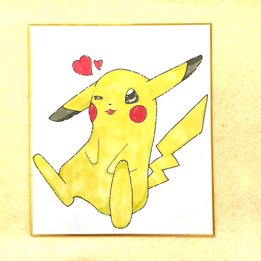 手描きイラスト☆ポケモン♪ピカチュウ コピック ミニ色紙 - メルカリ