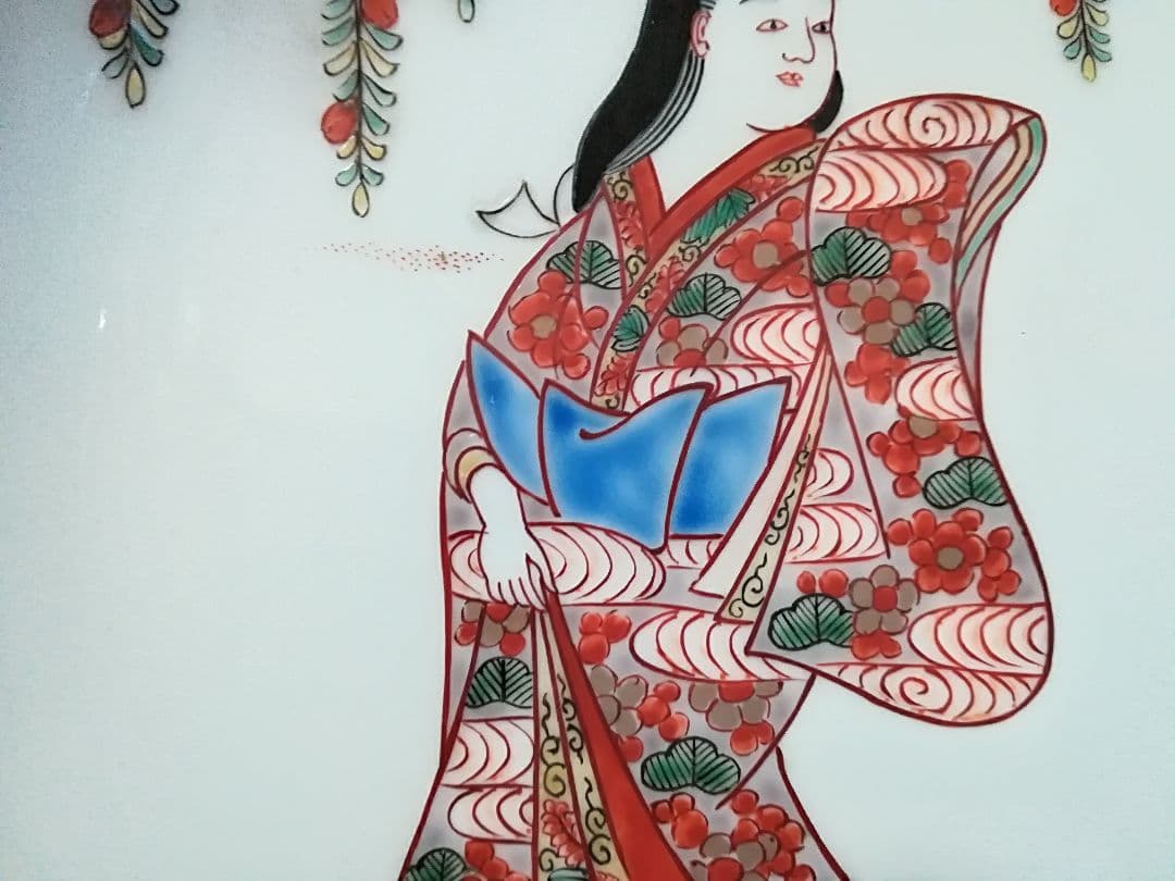 ⭐江戸時代 鍋島藩 御窯絵師 今泉今右衛門の優品 染付色絵磁器 美人図