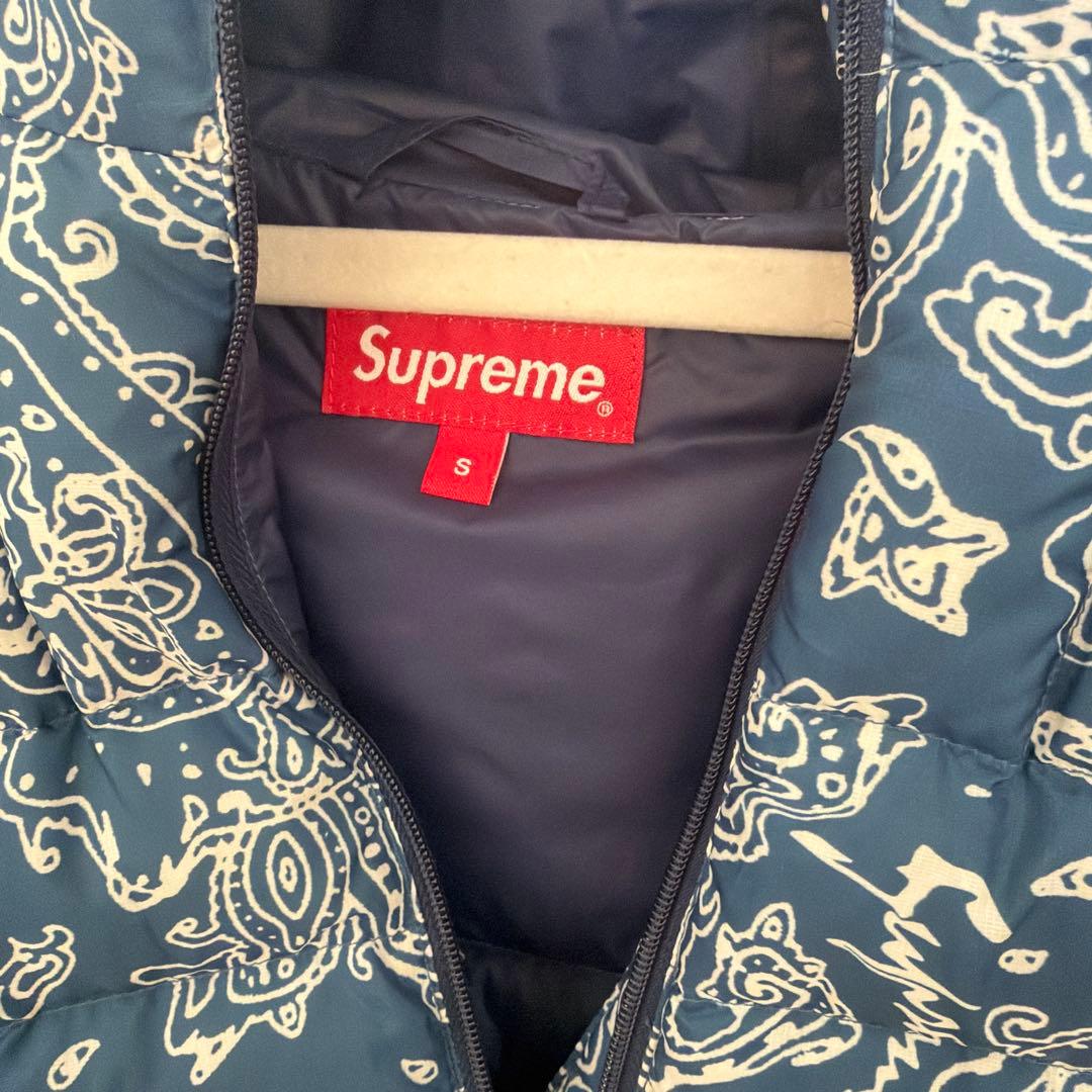 supreme micro down ペイズリー柄 ブルー Sサイズ - メルカリ
