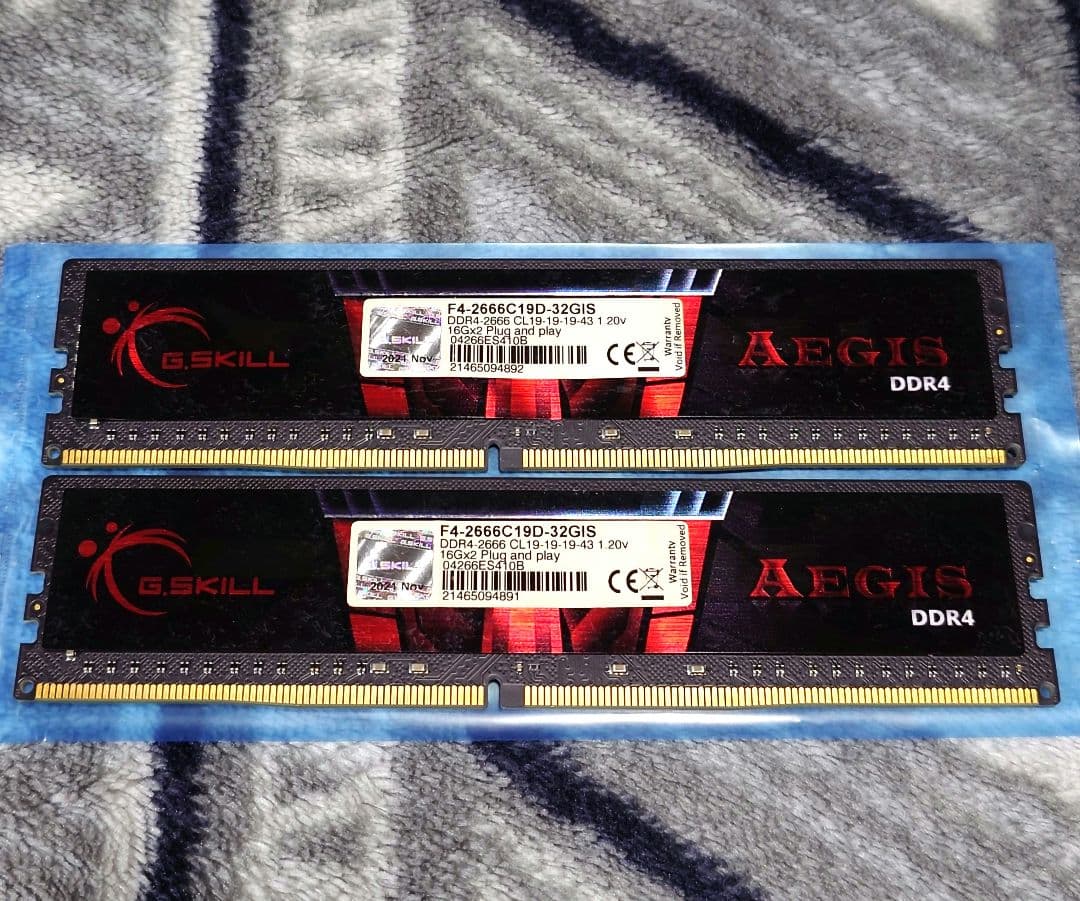 G.Skill Aegis DDR4 16GB ×2計 32GB メモリ 動確済 Aegis DDR4 16GBx2