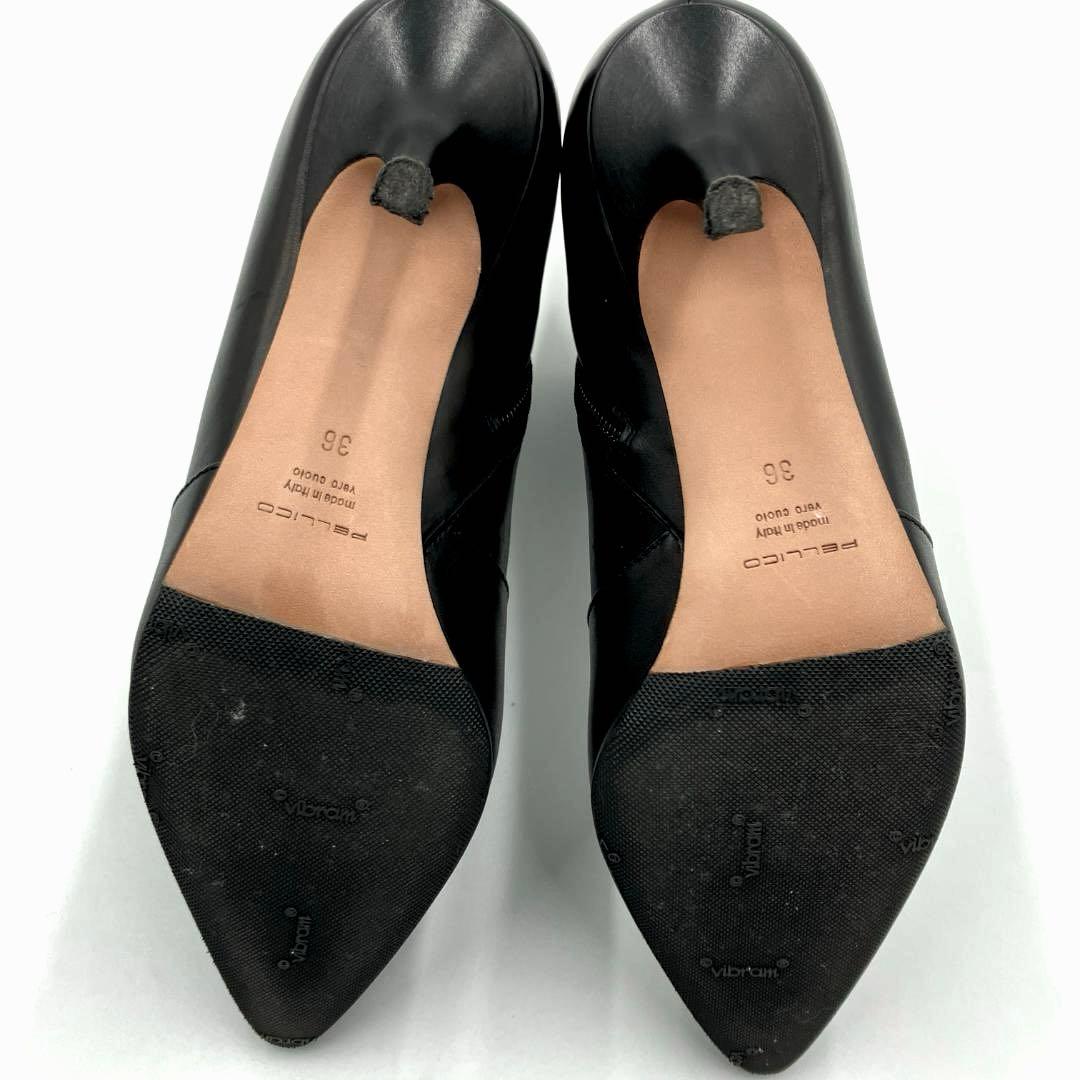 美品】ペリーコ レザー ショートブーツ 黒 36 サイドジップ イタリア製