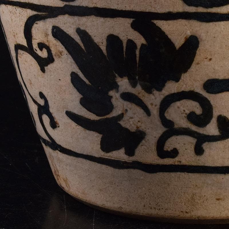 中国 磁州窯 鉄絵 花文壺 花瓶 C 6922