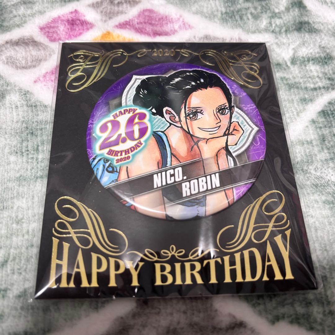 ワンピース ニコ・ロビン バースデー缶バッジ 2020年 原作絵 麦わら