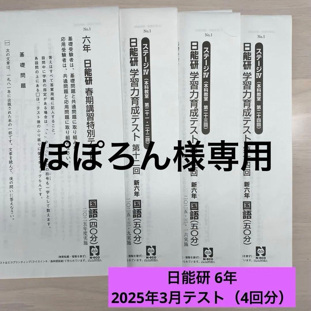 日能研 学習力育成テスト 6年 2025年 3月分 - メルカリ