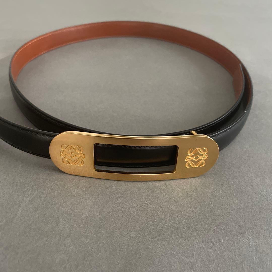LOEWE ブラックレザーベルト 30-75 LOEWE アナグラム リバーシブル レザー ベルト 人気 (LOEWE/ベルト