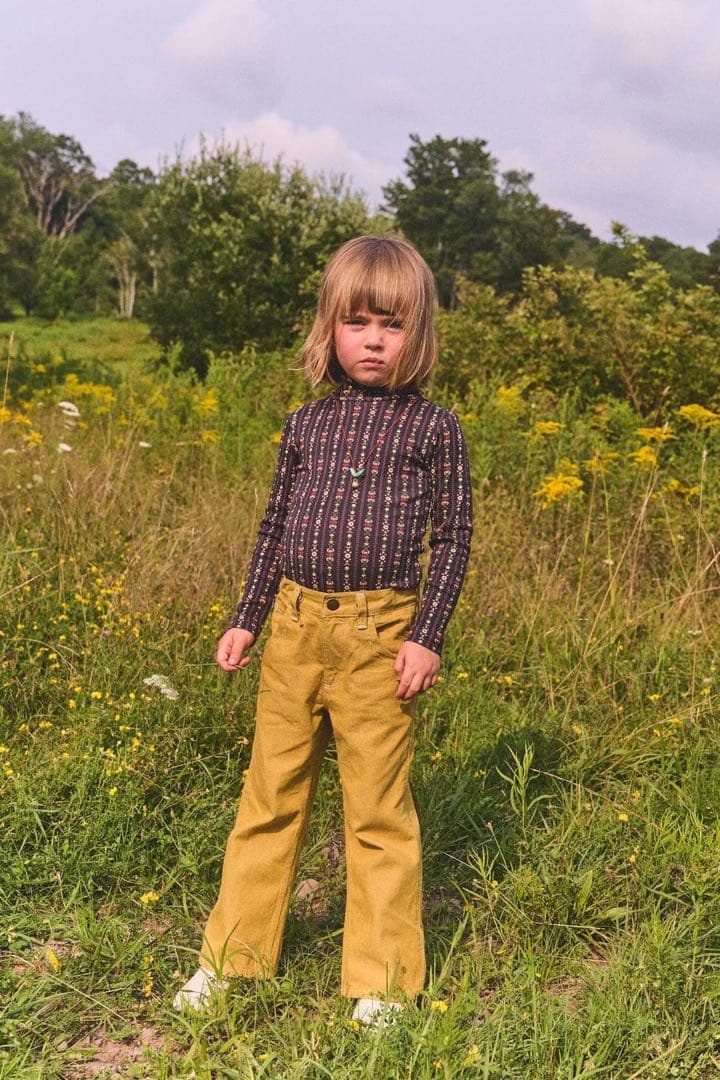 misha&puff フレアデニム イエロー 4yサイズ