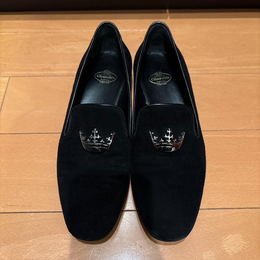 削除予定最終価格　チャーチ　エンブレム　フラットシューズ　ブラック　38 イクセン フラット | ブラック ポリッシュドカーフレザー・ローファー