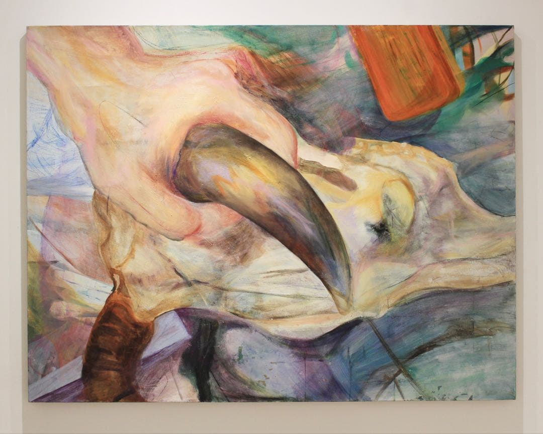 F80号】delay 原画 抽象表現主義 油彩画 動物の頭部