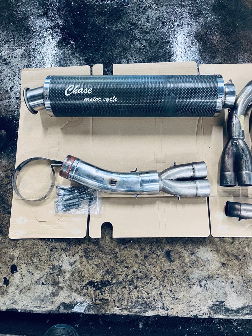 GPZ900R用Chase マフラー ステンレスエキパイ、カーボン