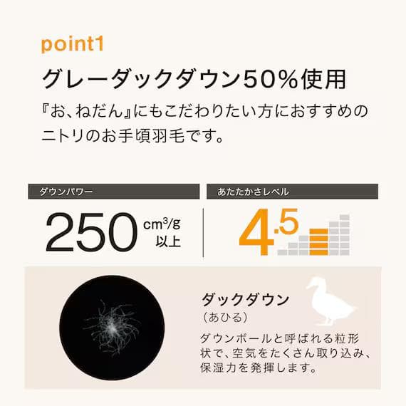 新品 ニトリ羽毛布団 シングル S-1 K2413 S Nスリープダックダウン