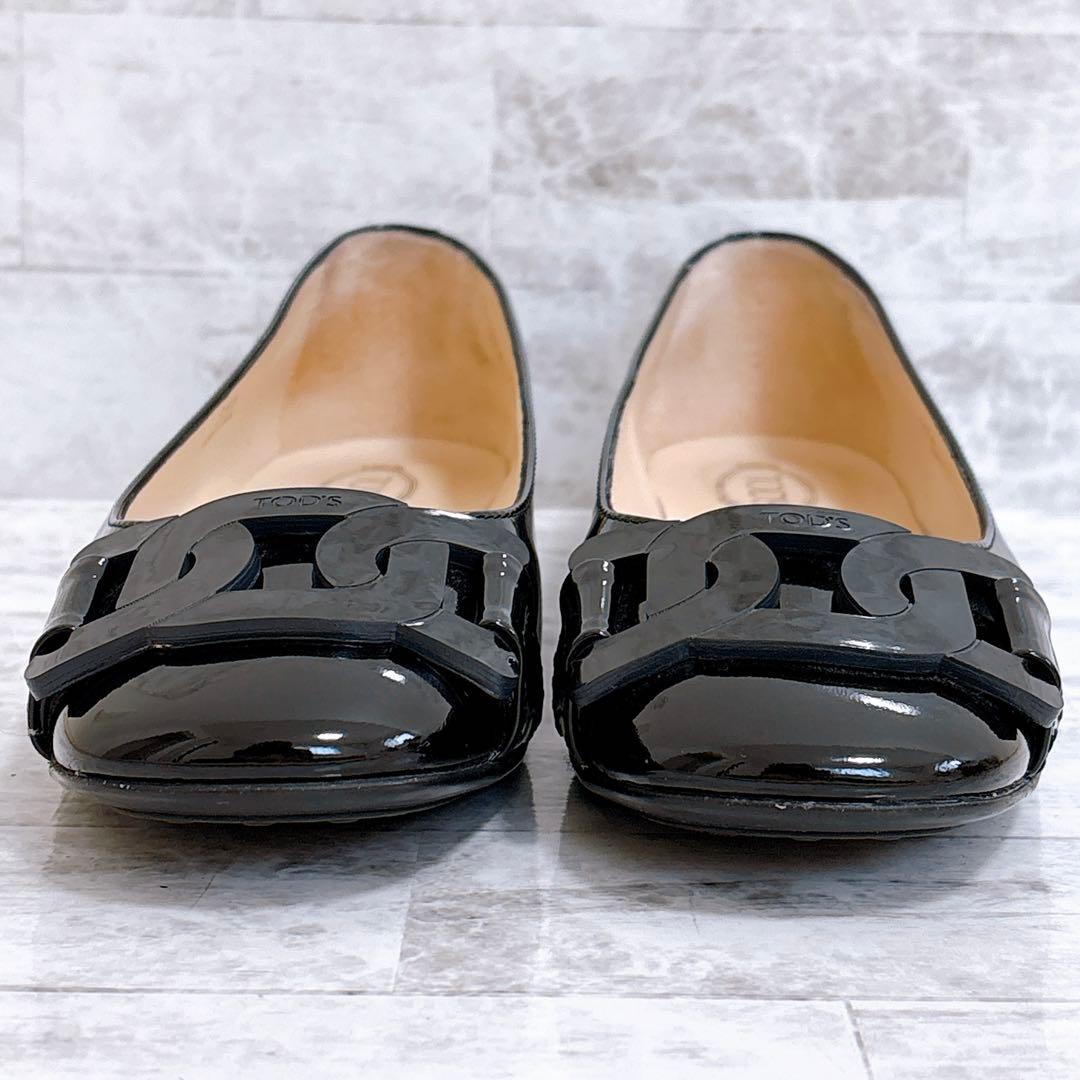 極美品✨TOD'S ケイト エナメル フラットパンプス チェーン 22.5cm
