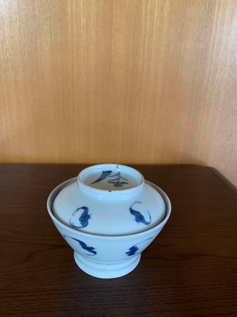 古伊万里 江戸期 藍泥 蓋付き茶碗 染付 蓋物 飯碗 節句 雛祭り 端午の