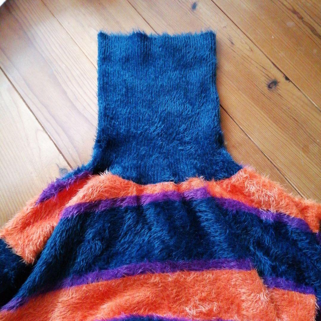 お値下げ！1回着用 glamb タートルネックボーダーニットM - メルカリ