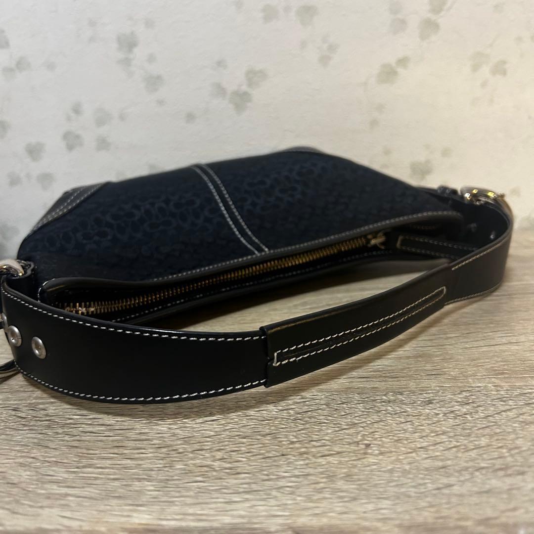 COACH コーチ ミニシグネチャー ワンショルダーバッグ グレー黒 6351