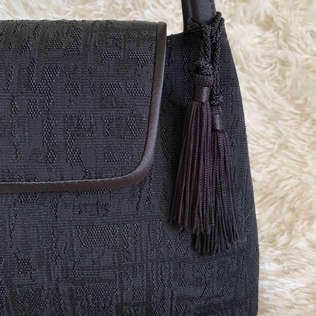 くみちゃん様 IWASA 岩佐 米沢織 フォーマルバッグ ブラック タッセル