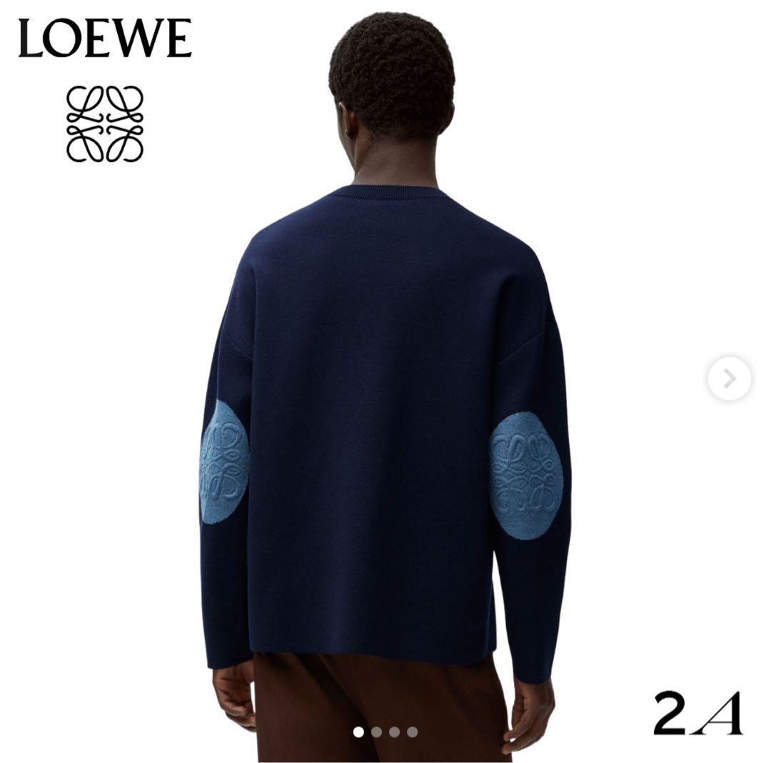 LOEWE ネイビー 肘パッチクルーネックセーター - メルカリ