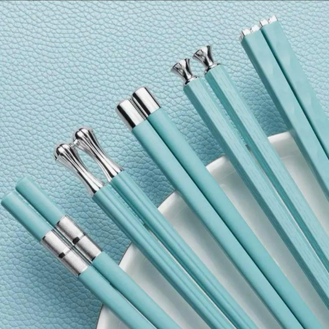 未使用】ティファニーブルー＆シルバー 箸 5本セット 抗菌 - メルカリ