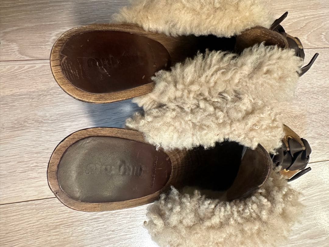 ミュウミュウ スエード ムートン サンダル ミュール 38.5