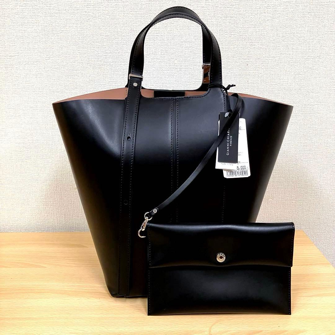 新品タグ付ジャンニキアリーニ◆本革トートバッグ大きめ希少サイズ黒6万イタリア製 マルチェッラ グランデ｜GIANNI CHIARINI(ジャンニ キアリーニ
