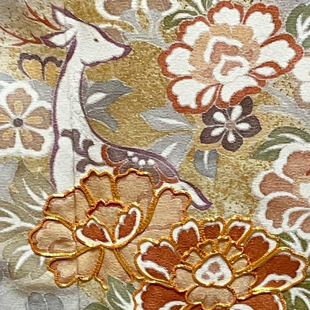 4418］色留袖 美品 未使用 駒刺繍 一つ紋 五瓜に唐花 正絹 着物 袷