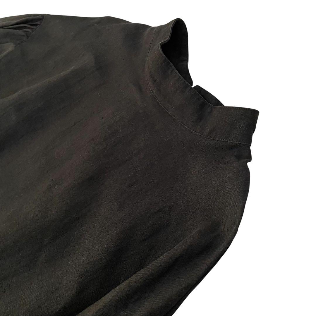 BEARDSLEYビアズリー 後ろボタン袖パフリネンブラウス ブラック - メルカリ