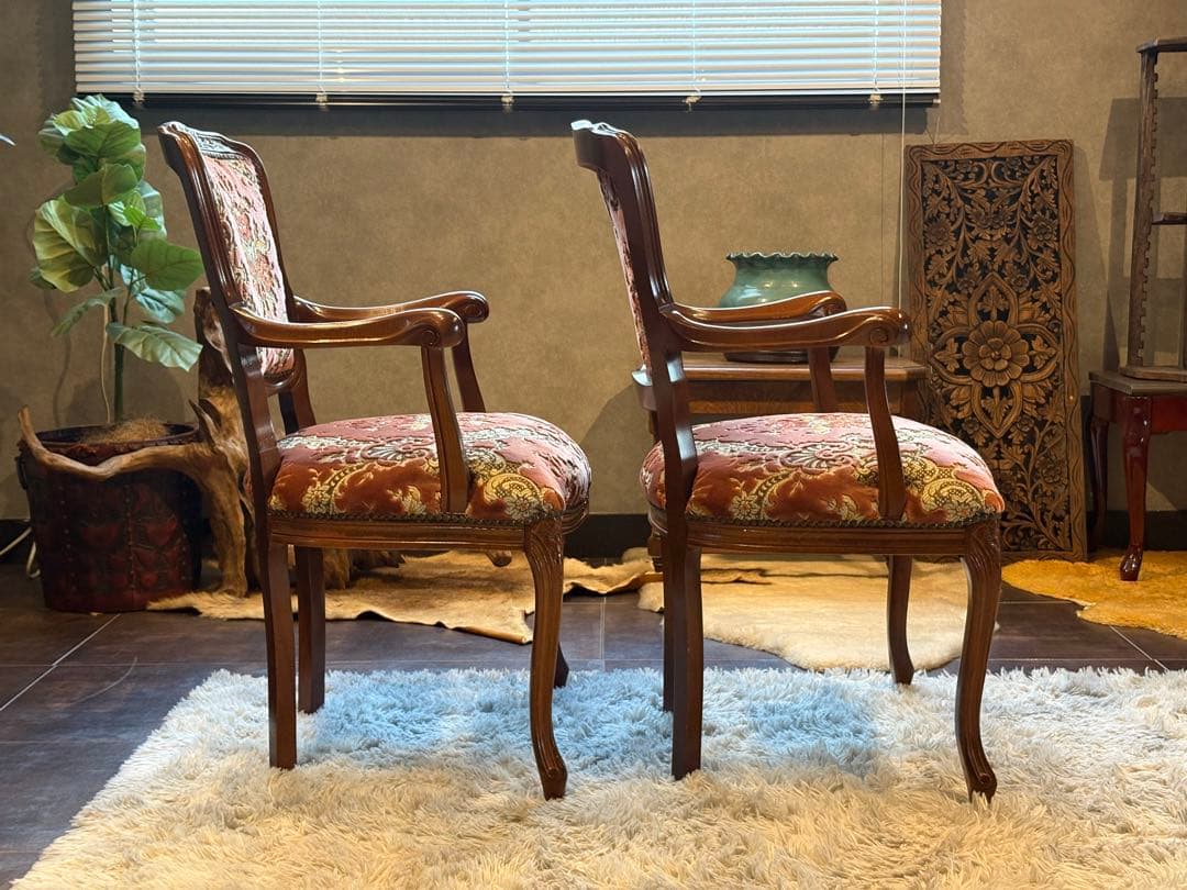 ヴィンテージ ロココ アームチェア 猫脚 クラシック クラシカル 金華山