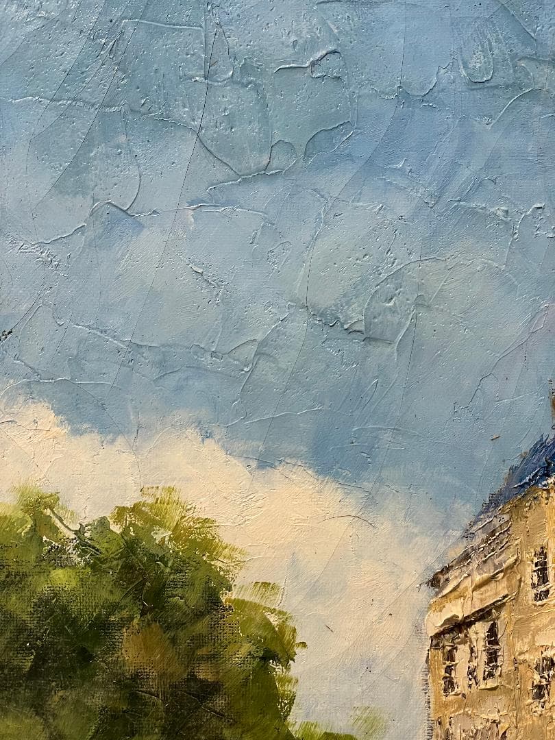 真作」浅田薫「パリ」風景画 油彩画 額装 サイン有り F10号