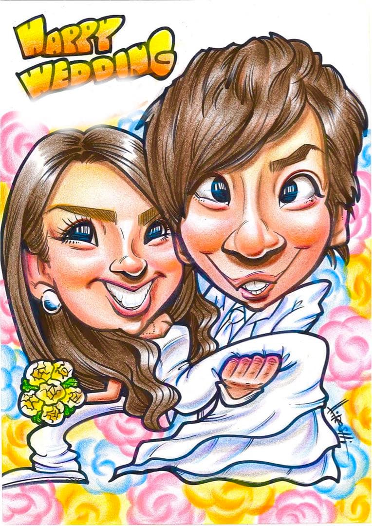 大好評★世界で1枚のオーダーメイド似顔絵★ハイクオリティver★ウェディング