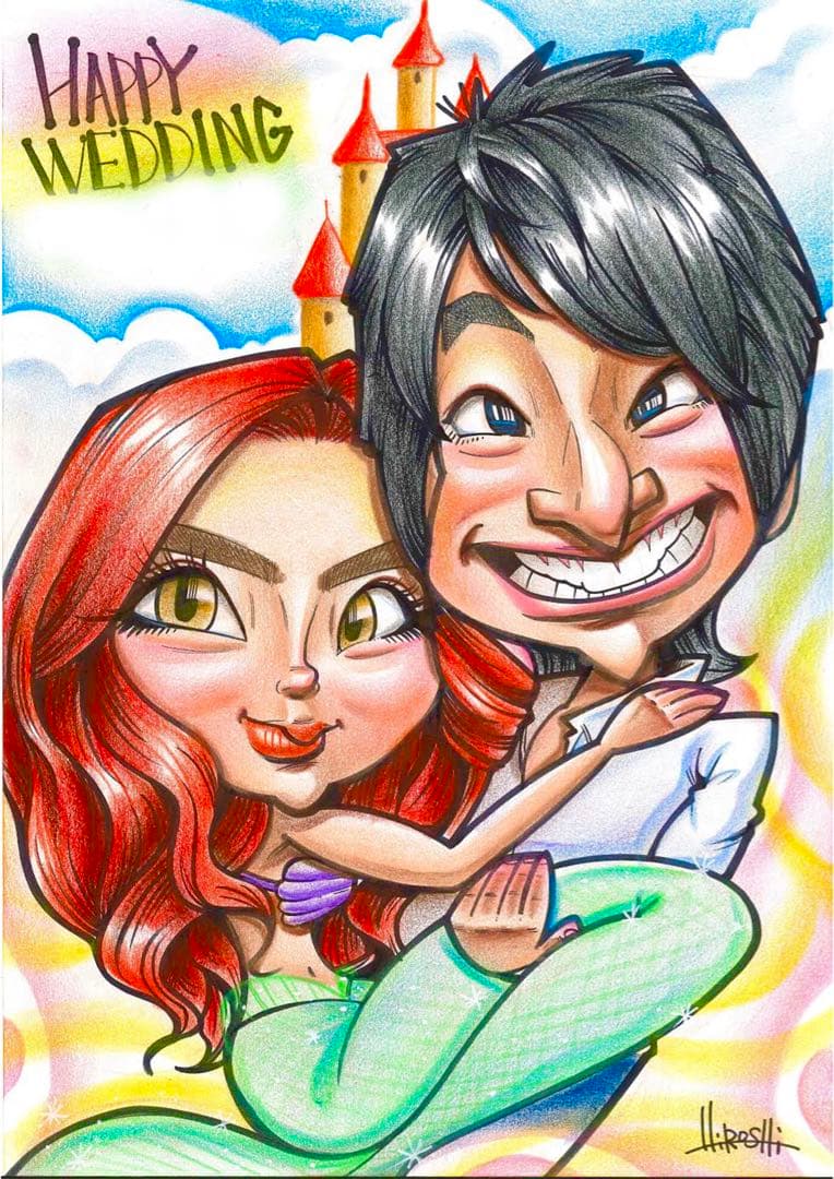 大好評★世界で1枚のオーダーメイド似顔絵★ハイクオリティver★ウェディング