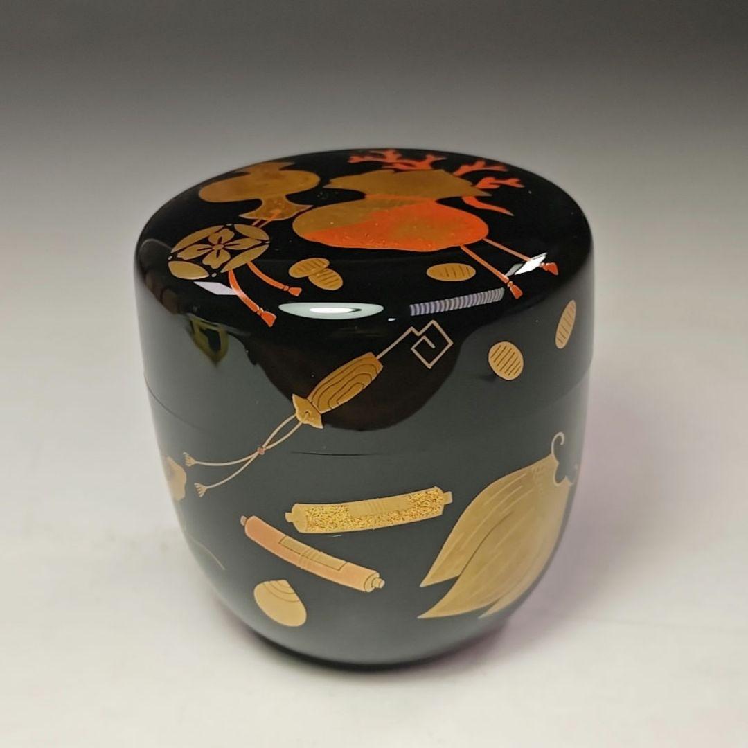 イ720 棗『竹内幸斎作』『宝尽蒔絵 大棗 共箱』漆塗