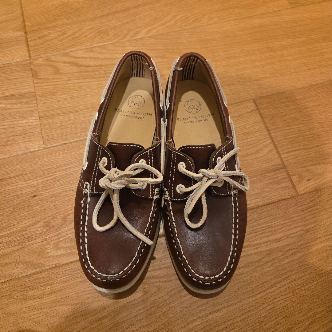 ブラウンレザー デッキシューズ - メルカリ