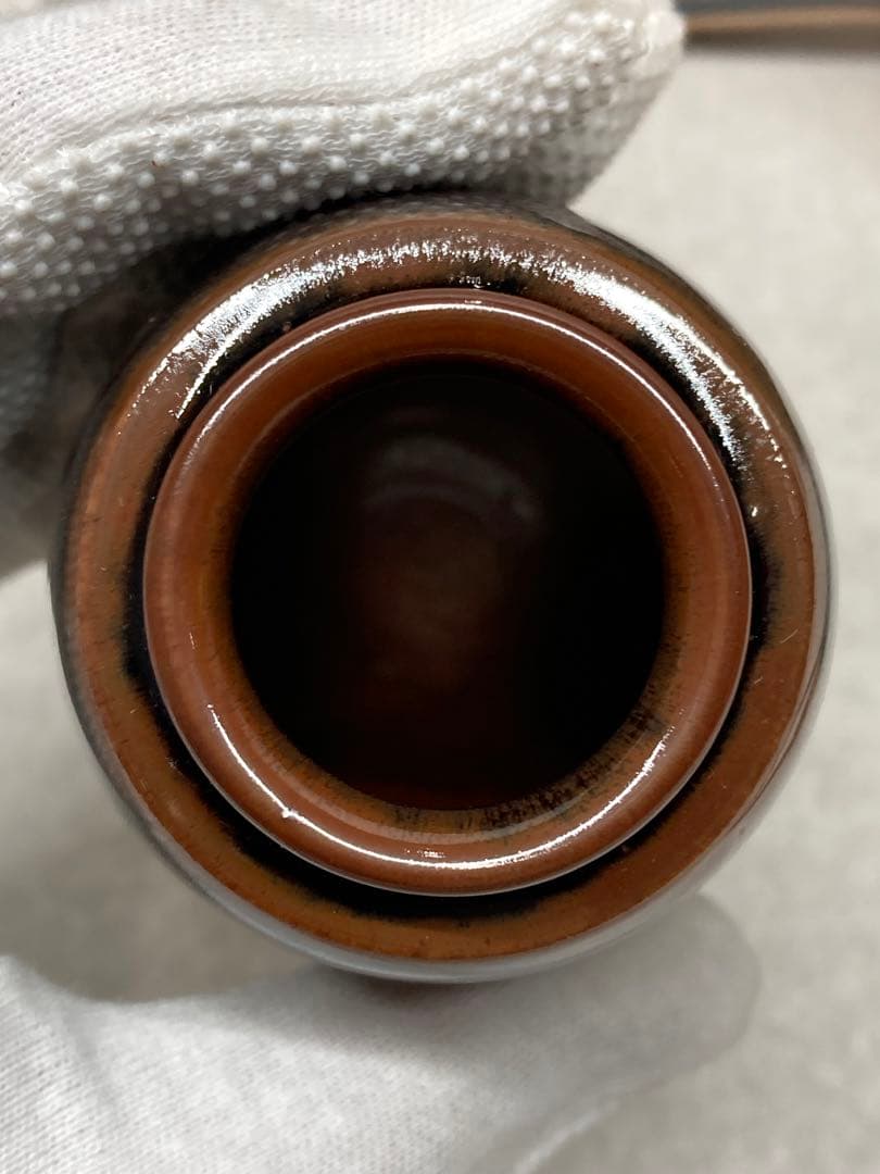 未使用 レア 加藤唐三郎作 古瀬戸 肩衝 茶入 間道仕覆 共箱 茶道具