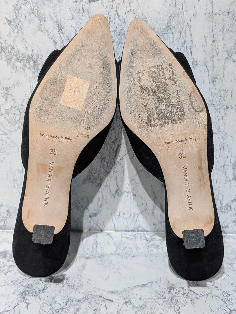 美品✨️ マノロブラニク メイセール ミュール 黒 スエード スクエア