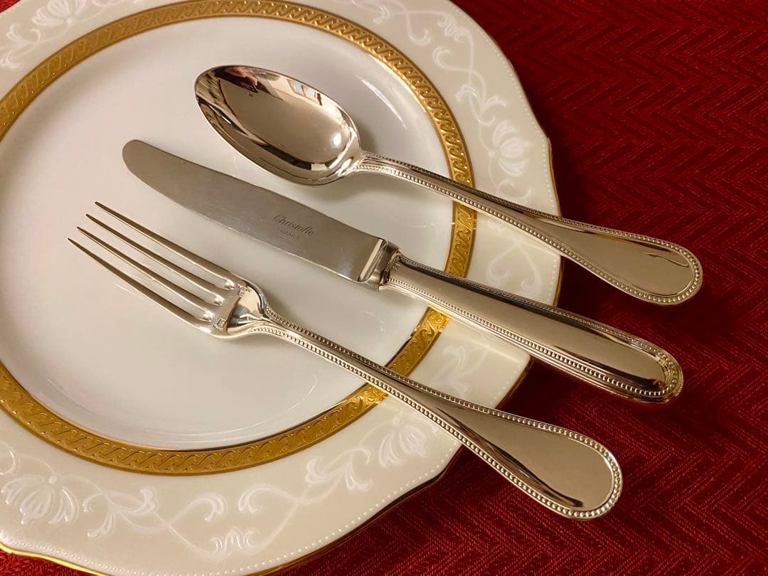 【☆希少な極美品☆】クリストフル パール デザートサイズカトラリーセット お手入れ楽々☆ステンレス製】クリストフル パール デザートカトラリー