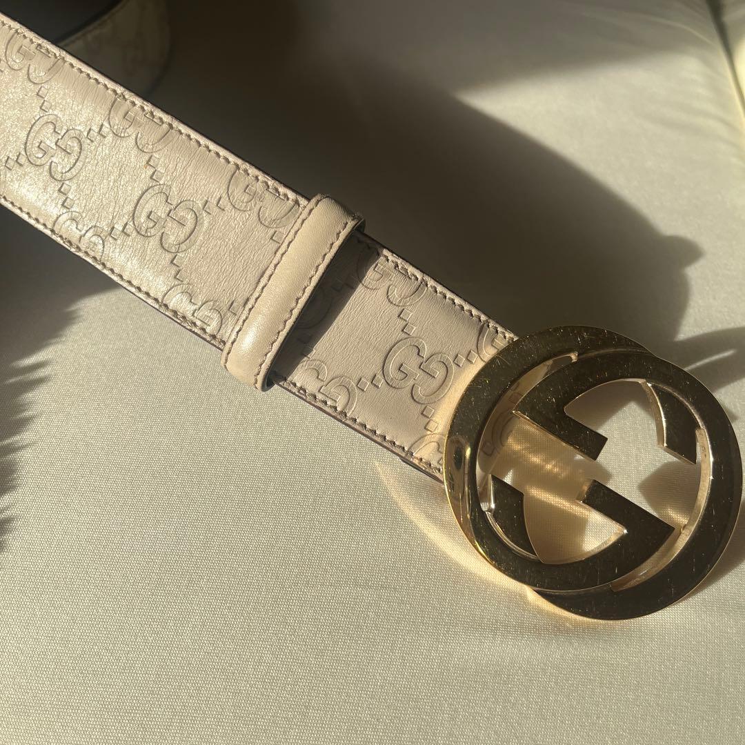 GUCCI グッチ ベルト インターロッキング GG シマ レザー - メルカリ