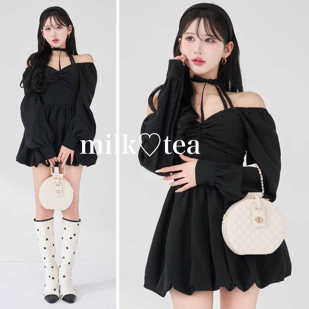 新品タグ付き ダーリッチ ウエストコルセットバルーンミニワンピース ブラック F ダーリッチ ウエストコルセットバルーンミニワンピース 黒 ブラック