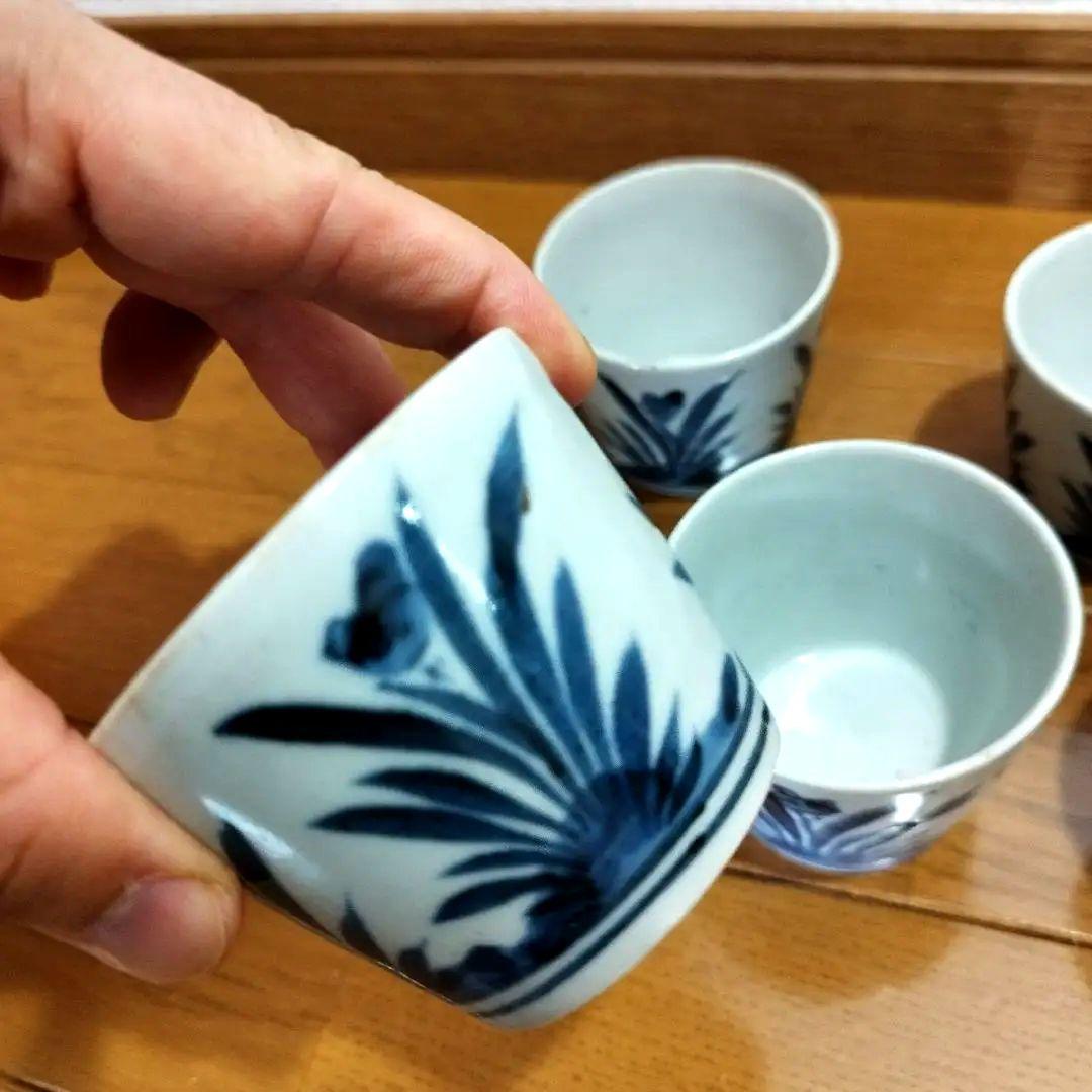 ひ*し様 古伊万里 菖蒲模様の染付 蕎麦猪口 5個セット！