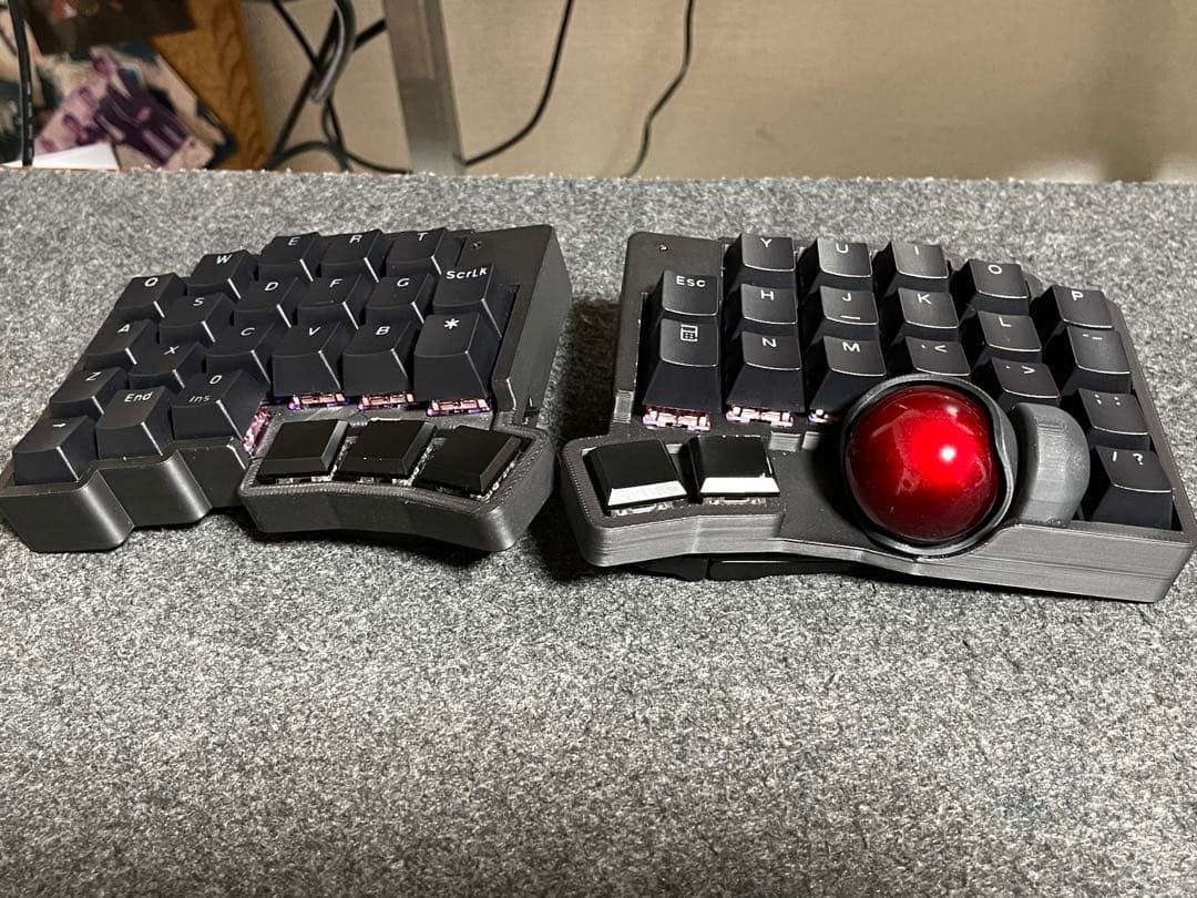 完成品中古】無線化Keyball39 自作キーボードroBa 黒基盤