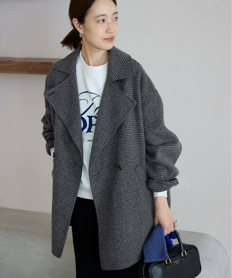 souple wool ダブルフェイスミドルコート　グレー スローブ イエナ SLOBE IENA souple wool ダブルフェイスミドルコート